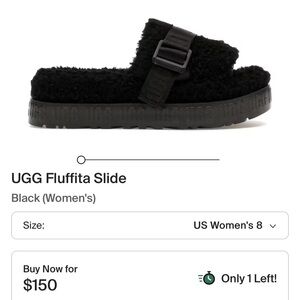 UGG Fluffita Slide Black Sandals